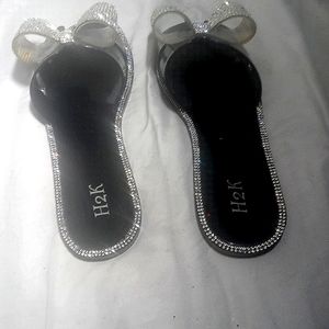 H2K Black slippers size 9
